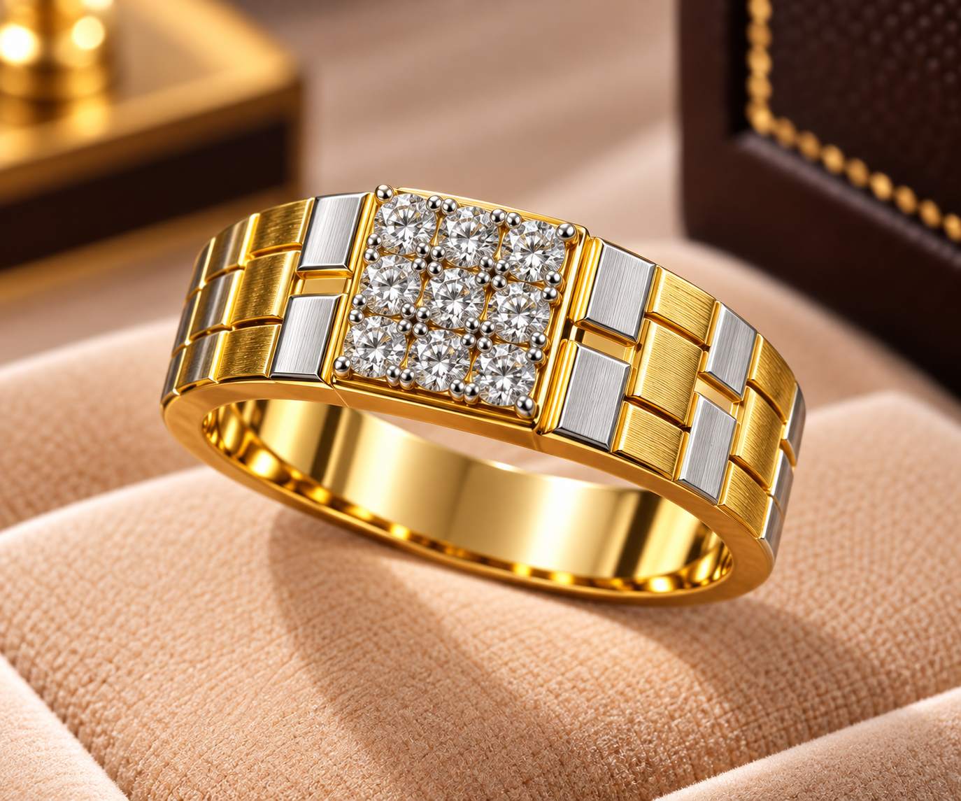 Luxury Gold Diamond Link Ring